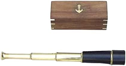 Handtooled Brass Telescope with Hardwood Box