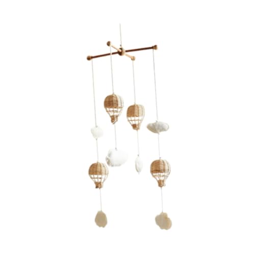 Baby Mobile with Rattan Balloon and Cloud Decor