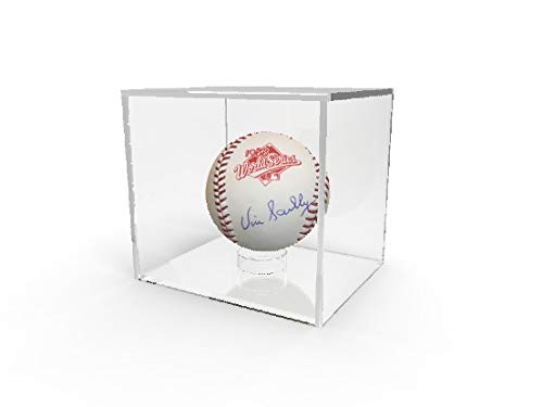 2PK Clear Acrylic Baseball Display Case with Lift-Off Top and Removable Riser