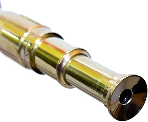 Shiny Brass Nautical Signal Telescope with Wooden Stand