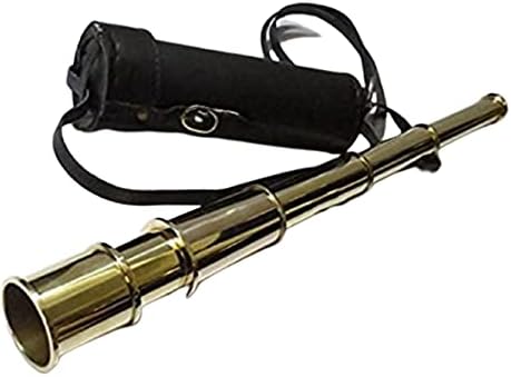 Royal Brass Spyglass Telescope with Black Leather Case