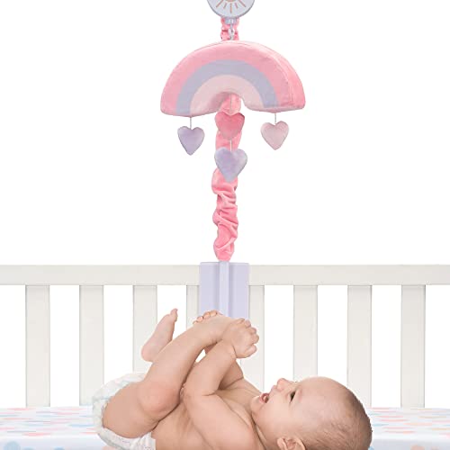 Bedtime Originals Rainbow Hearts Musical Crib Mobile Pink Purple Love