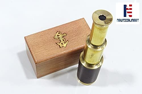 6 Inch Handheld Brass Telescope with Wooden Box 1