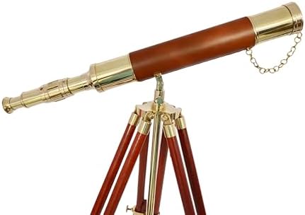 Nautical Brass Telescope with Wooden Tripod