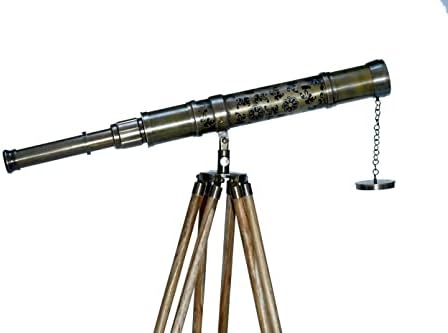Antique Brass Flower Designer Telescope Floor Stand