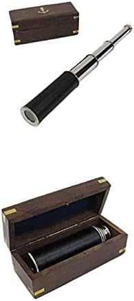 NauticalMart Brass Telescope Chrome Pullout Monocular with Hardwood Box
