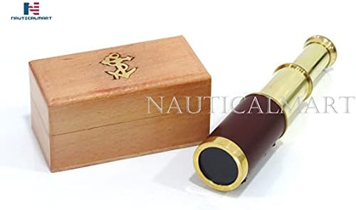 NauticalMart Brass Telescope with Wooden Box