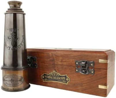 Antique Working Telescope Spyglass in Brass Leather Box
