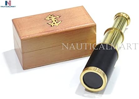 NauticalMart Pirate Brass Telescope 6 Inch With Wooden Box - Navigation