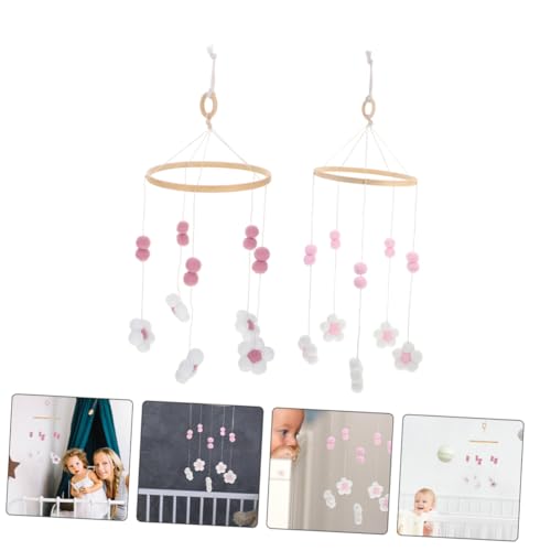 KESYOO Flower Pom Poms Crib Mobile for Girls