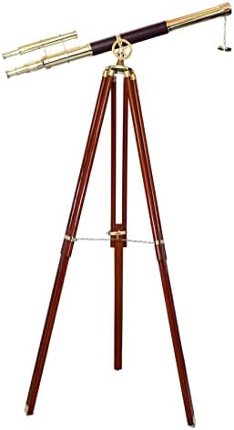 Spyglass Magnification Telescope with Brass and Leather Stand