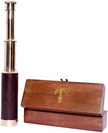 Vintage Brass Spyglass Telescope with Leather Wrap