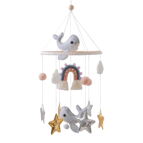 Forai Baby Crib Mobile with Sea Animals and Rainbow