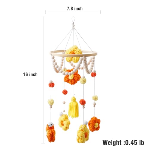 Baby Crib Mobile with Yellow Flowers for Boys and Girls