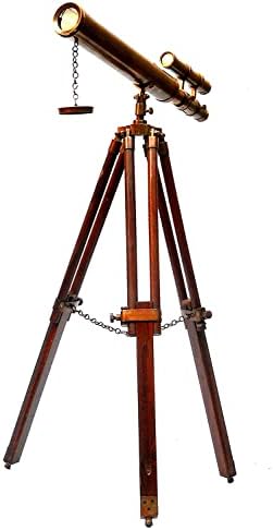 NauticalMart 18 Inch Brown Antique Telescope with Wooden Tripod