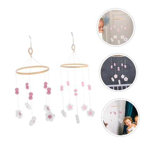 KESYOO Flower Pom Poms Crib Mobile for Girls