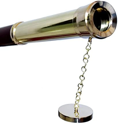 Spyglass Magnification Telescope with Brass and Leather Stand