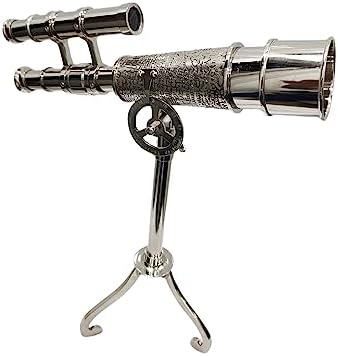 Vintage Antique Brass Telescope with Tripod Display