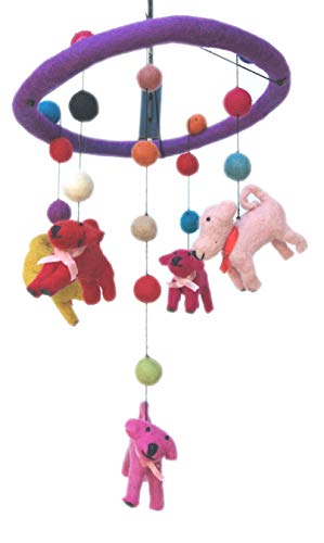 Baby Mobile with Handmade Wool Dogs for Crib