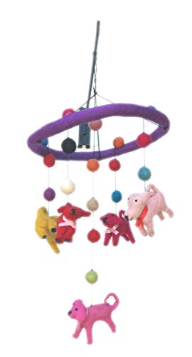 Baby Mobile with Handmade Wool Dogs for Crib