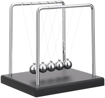 SEVNPRIME 5 Large Beads Newtons Cradle Desk Toy with Black Base