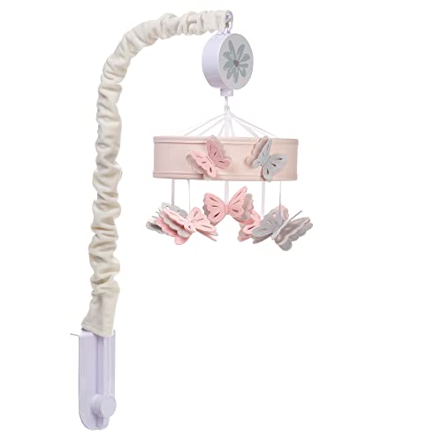 Lambs Ivy Baby Blooms Pink Butterfly Musical Crib Mobile Soother Toy