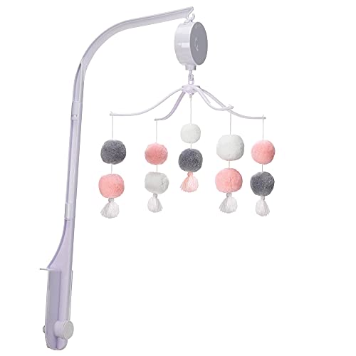 Bedtime Originals Blossom Pink Gray Pom Pom Musical Crib Mobile Soother Toy