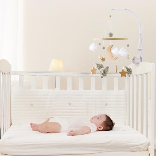 Boho Nursery Mobile - Stars Clouds Moon Design