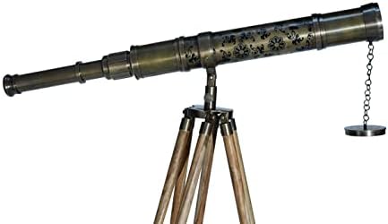 Antique Brass Flower Designer Telescope Floor Stand