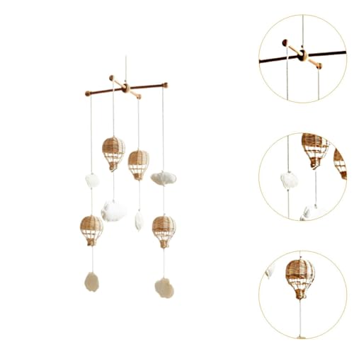 Baby Mobile with Rattan Balloon and Cloud Decor
