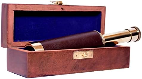 Vintage Brass Spyglass Telescope with Leather Wrap