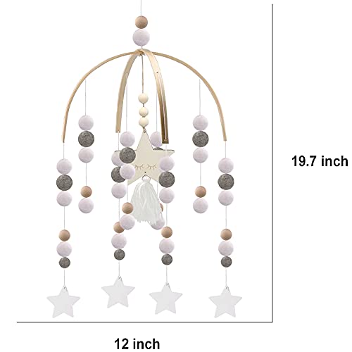 Gray-Star Boho Crib Mobile - Handmade Wooden Bead Decor