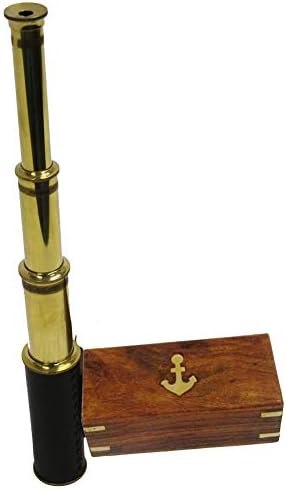 15 Inch Handheld Brass Telescope with Wooden Box 1