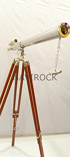 Vintage Brass Telescope with Adjustable Wooden Tripod