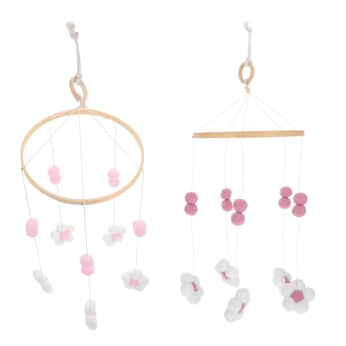 KESYOO Flower Pom Poms Crib Mobile for Girls