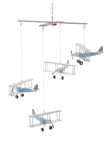 Handcrafted Wooden Airplane Mobile for Baby Room
