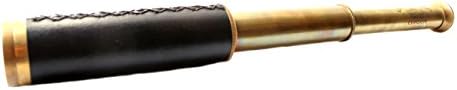 Vintage Black Leather Telescope with Brass Construction