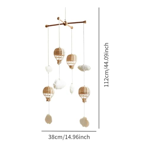 Baby Mobile with Rattan Balloon and Cloud Decor