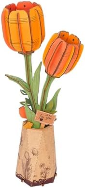 Rowood Wooden Flower DIY Craft Kit for Adults Orange Tulip