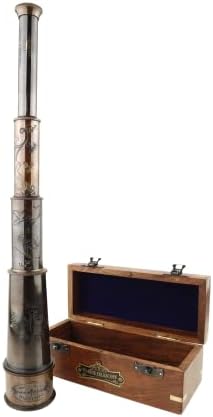Antique Working Telescope Spyglass in Brass Leather Box