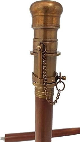 Beautiful Nautical Antique Wooden Walking Stick Telescope Collectible Cane with Brass Handle