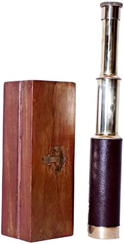 Vintage Brass Spyglass Telescope with Leather Wrap