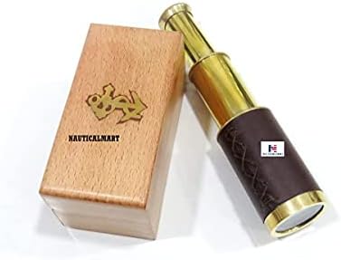 6 Inch Handheld Brass Telescope with Wooden Box 1