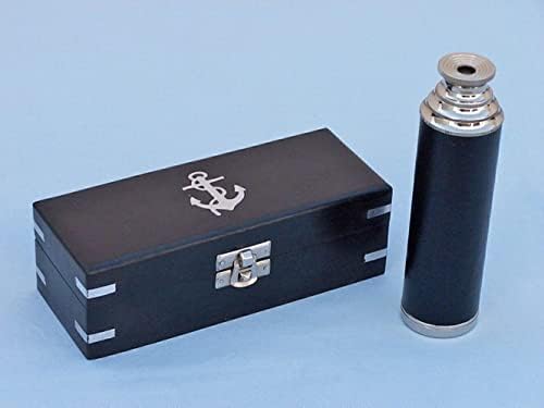 Hampton Nautical Captains Spyglass Telescope with Black Rosewood Box