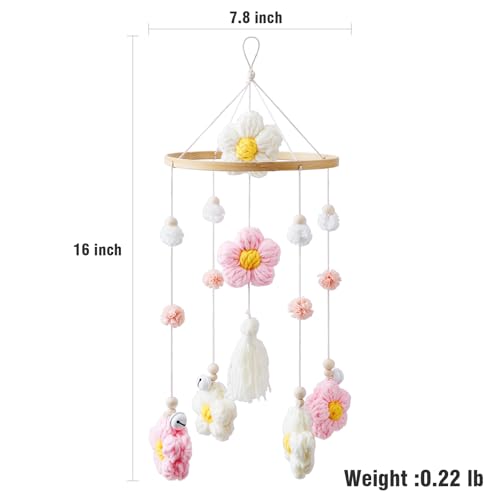 Forai Baby Crib Mobile with Pink Flower Design