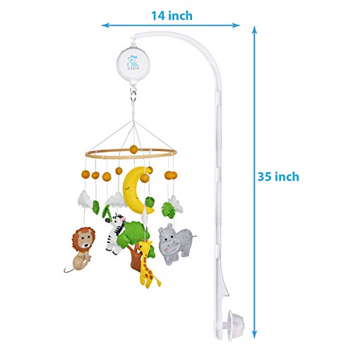 Baby Crib Mobile with Safari Animals and Lullaby Music Player