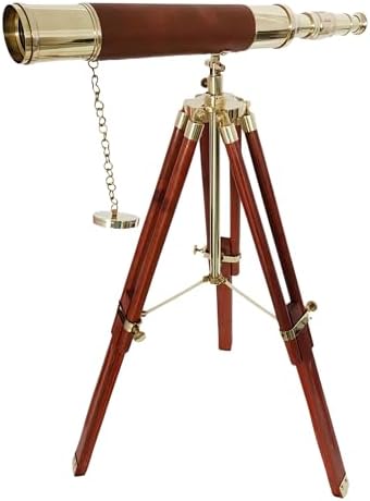 Nautical Brass Telescope with Wooden Tripod