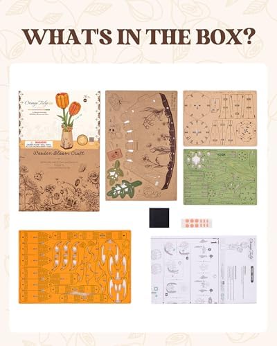 Rowood Wooden Flower DIY Craft Kit for Adults Orange Tulip