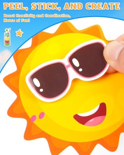 Aowplc Summer Fun Make-a-Face Sticker Set for Kids