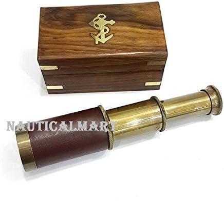 Nautical Brass Pirate Telescope with Wooden Box